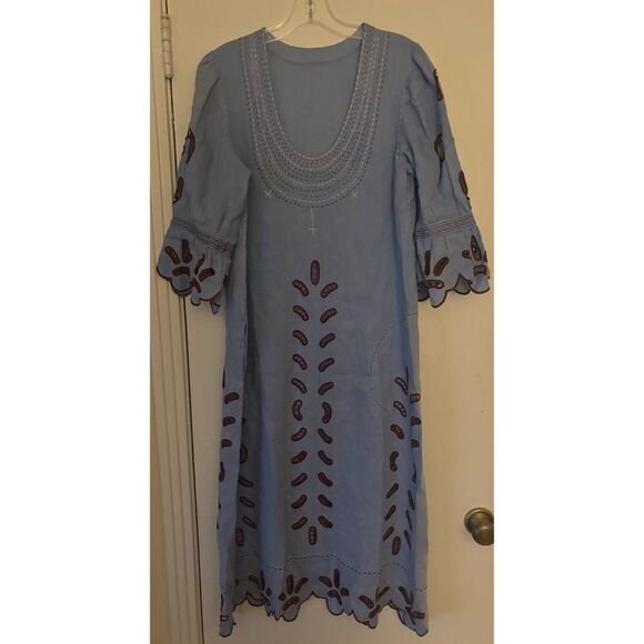 Vyshyvanka Ukrainian Embroidered Dress Linen Size M/ L - Picture 5 of 9